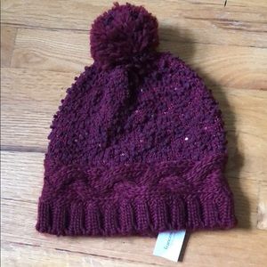 francescas maroon hat with pom pom!